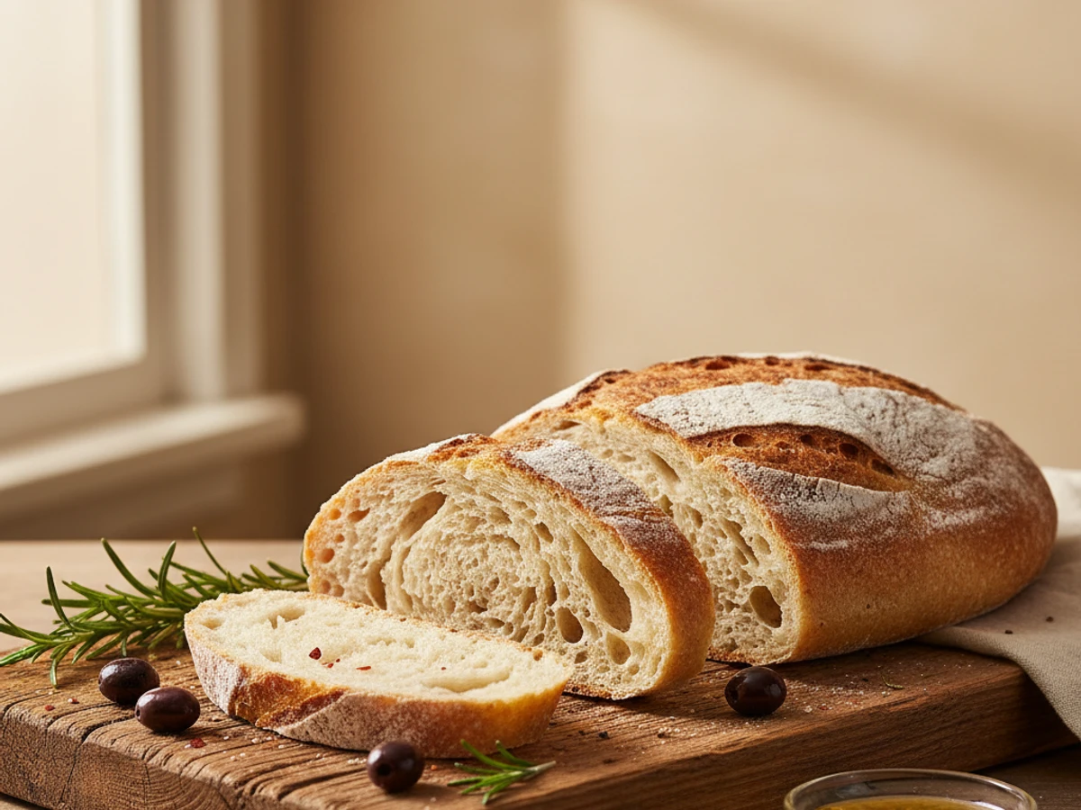 Ekşi Mayam Akdeniz Ekmeği — kuru domates, zeytin ve kekikle hazırlanmış ekşi mayalı somun